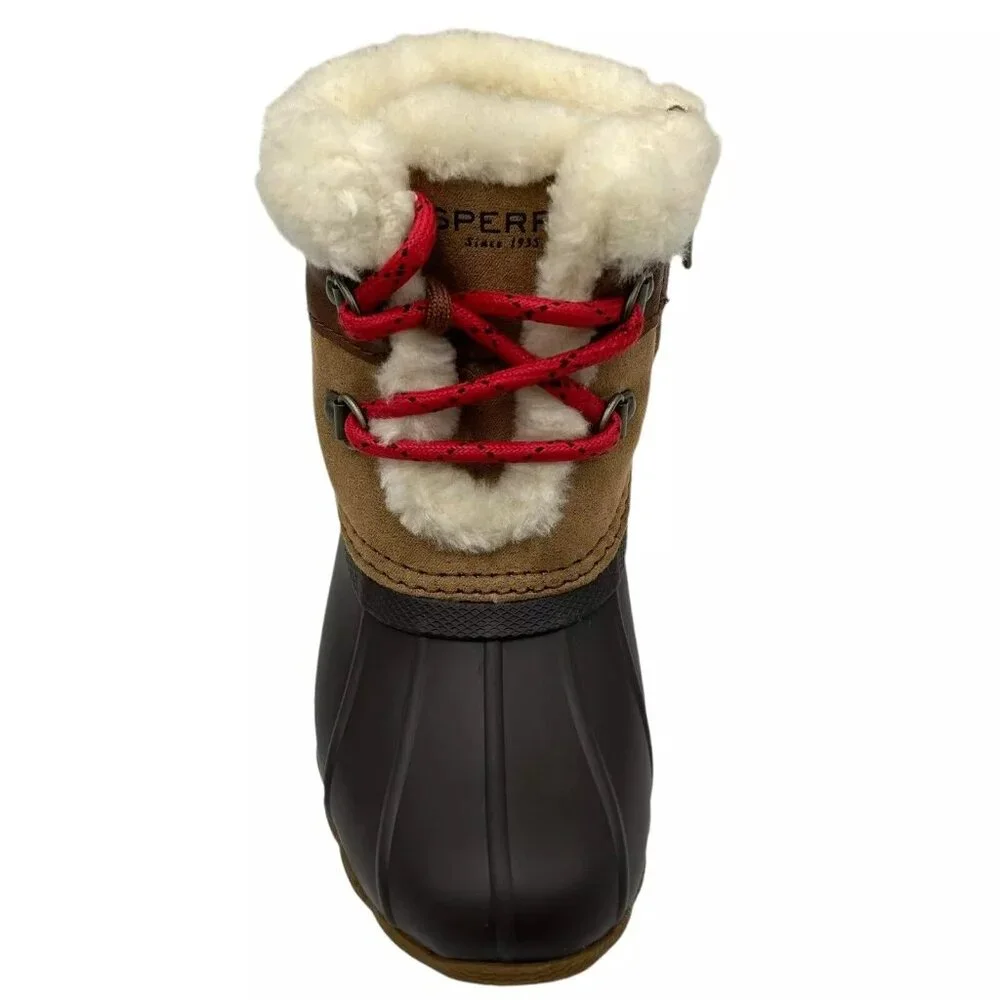 Sperry Alpine Saltwater Toddler Girls Duck Boots Size 10 Brown/Tan Faux Fur Trim